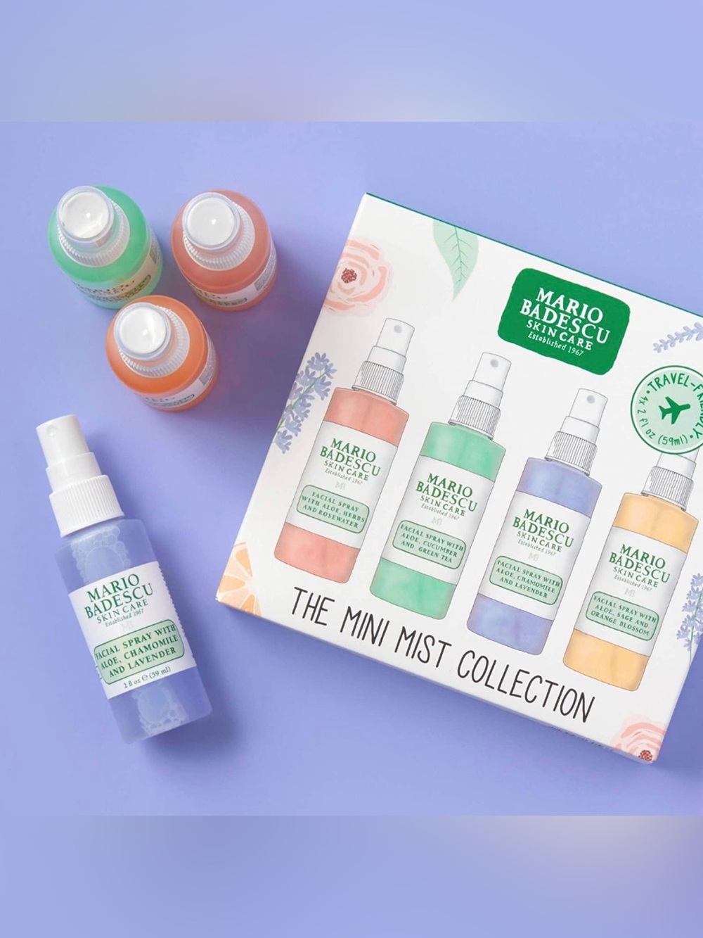 Mario Badescu Mini Mist Collection - Pastel Pink, Green, Lavender